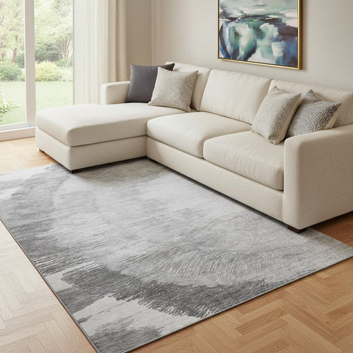 10' X 14' Woodland Lodge Washable Area Rug With UV Protection (653755) - Gray / Ivory
