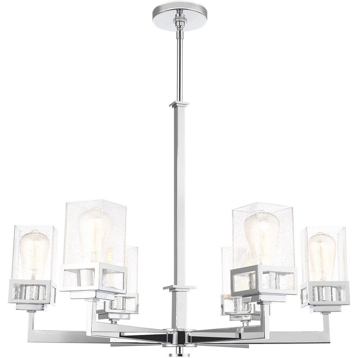 30" Six Light Dimmable Chandelier With Shades - Silver