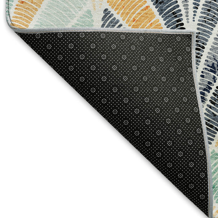 10' X 14' Geometric Washable Area Rug With UV Protection (667617) - Orange / Gold / Blue