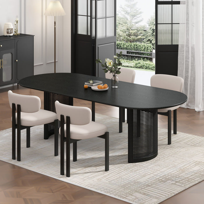 79" Solid Wood Mirrored Double Pedestal Base Dining Table - Black