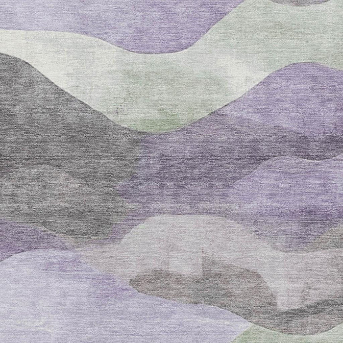 10' X 14' Abstract Washable Area Rug With UV Protection (709624) - Purple / Sage / Gray