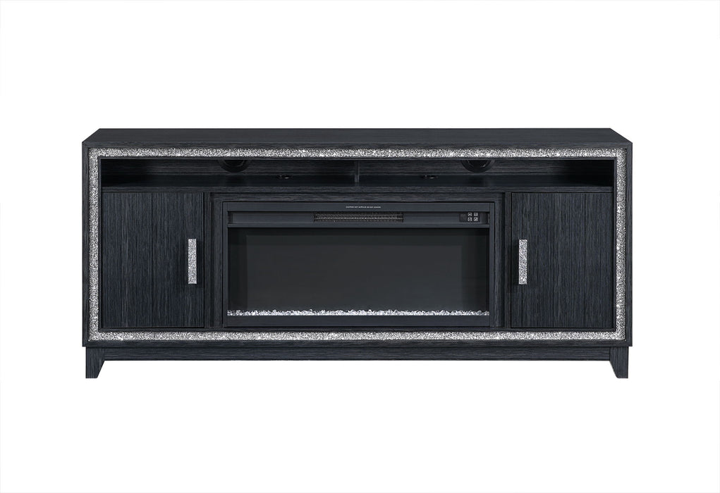 Lily - 72" Entertainment Unit With LED, Speakers, Crystal Inserts - Dark Gray