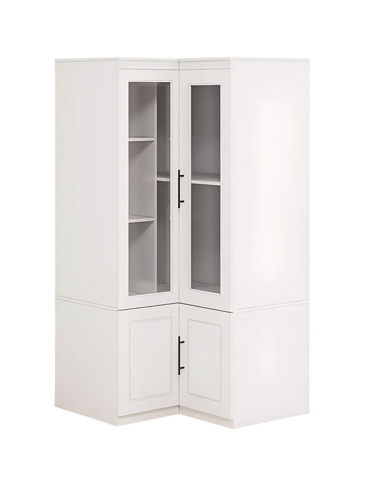 71" Wood Four Door Corner Combo Dresser - White