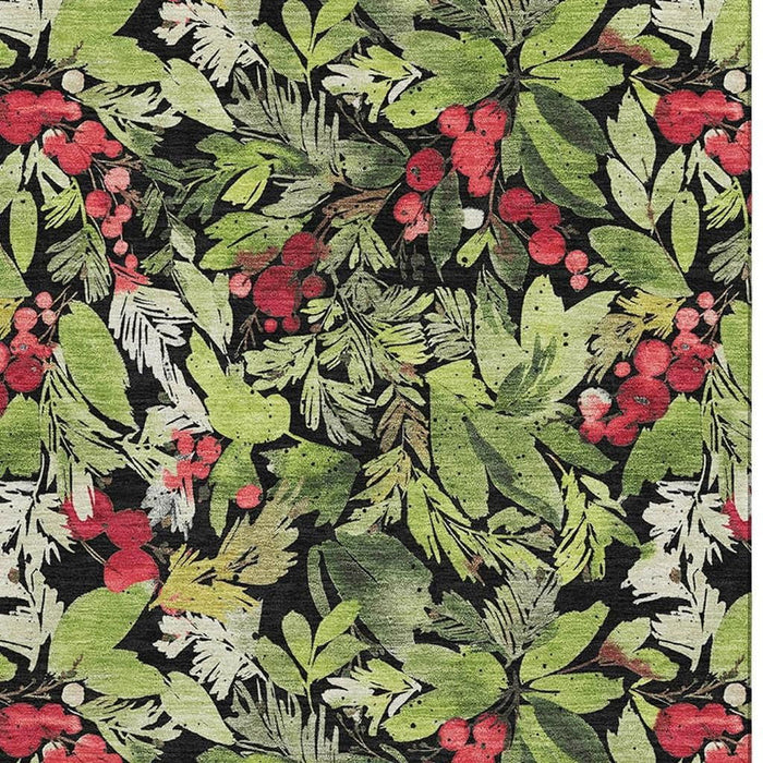 10' X 14' Abstract Geometric Washable Area Rug With UV Protection (701870) - Black / Red / Green
