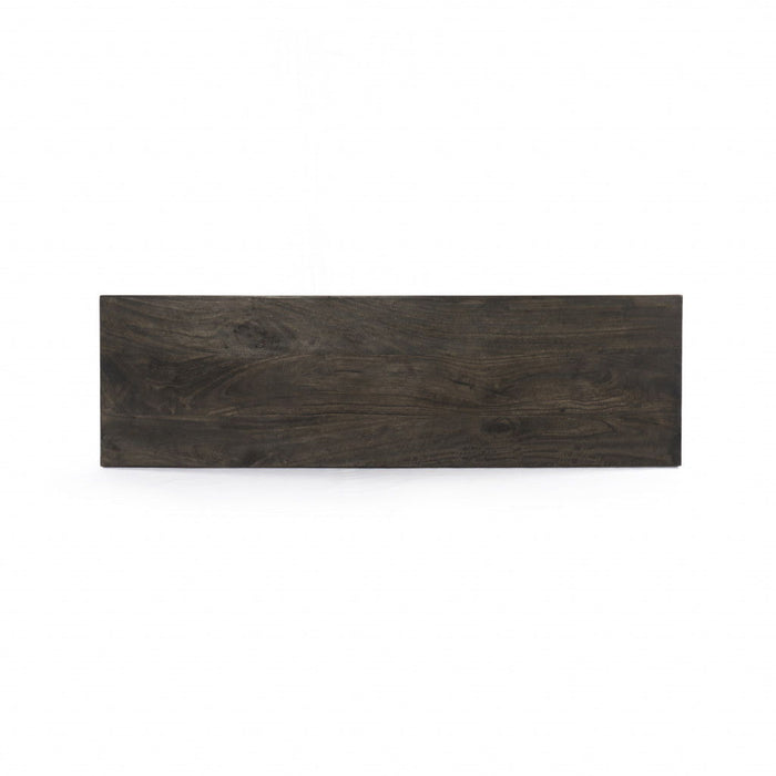 Solid Wood Distressed Pedestal Console Table - Brown
