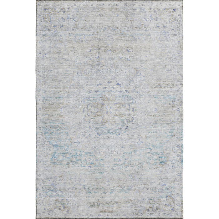 10' X 14' Floral Medallion Washable Area Rug With UV Protection (695570) - Beige / Blue / Gray