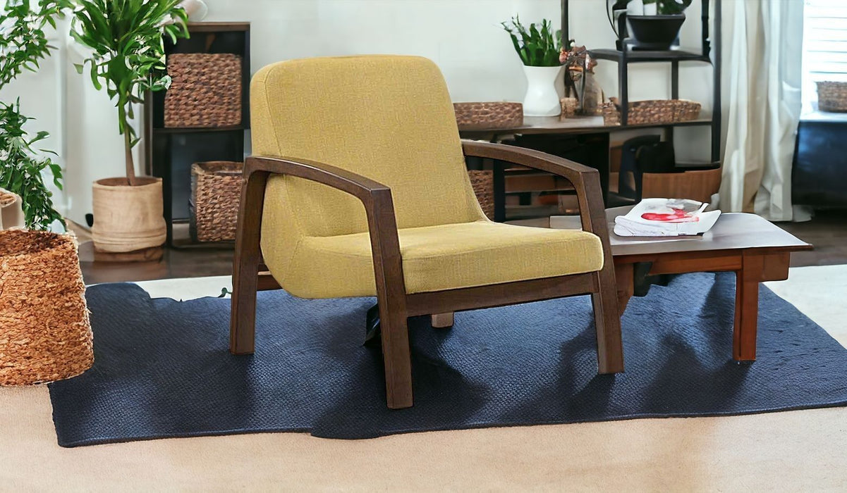 Retro Modern Wood Armchair - Gold And Walnut