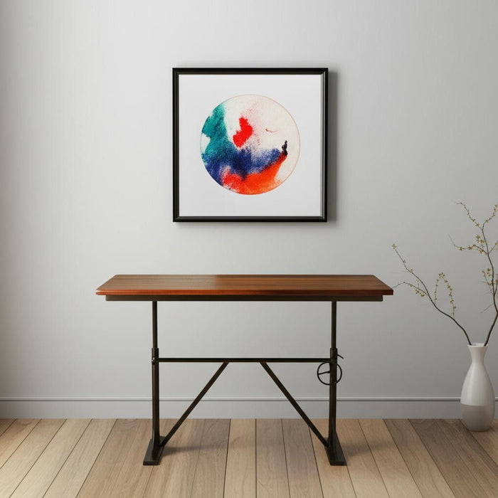 Adjustable Height Solid Wood And Iron Writing Desk - Black And Brown