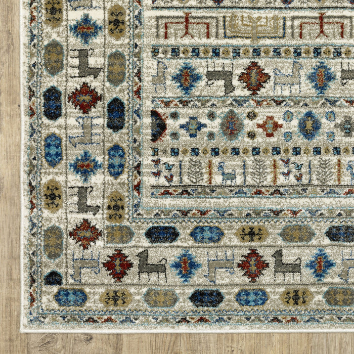 8' X 10' Tribal Area Rug - Ivory