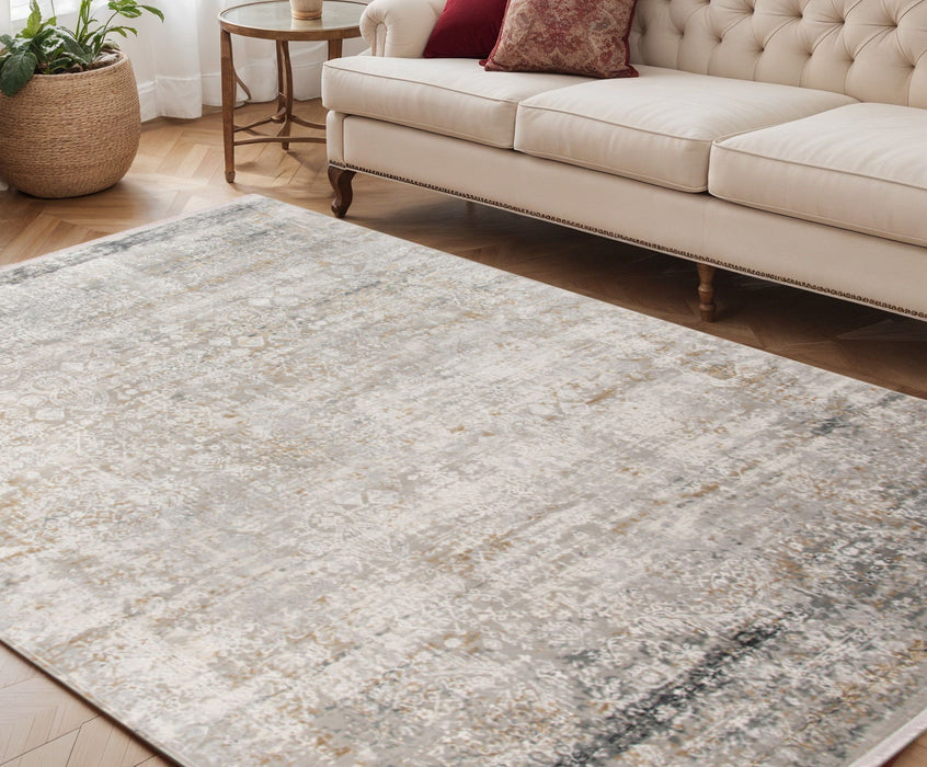 5' X 8' Medallion Area Rug With Fringe - Gray