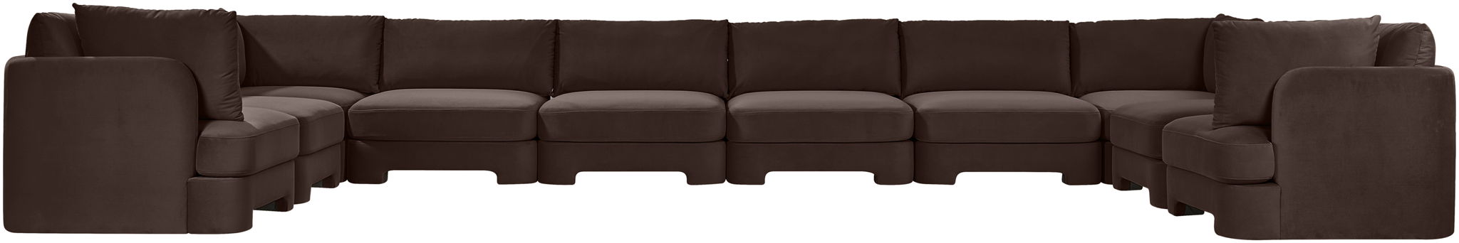 Meridian Furniture Hammond velvet performance fabric 10-piece sectional sofa with plush upholstery and modern design.