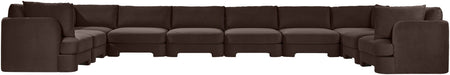 Meridian Furniture Hammond velvet performance fabric 10-piece sectional sofa with plush upholstery and modern design.