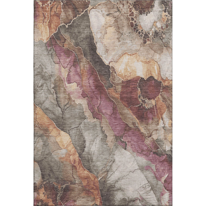 10' X 14' Floral Washable Area Rug With UV Protection (701389) - Khaki / Beige / Mauve