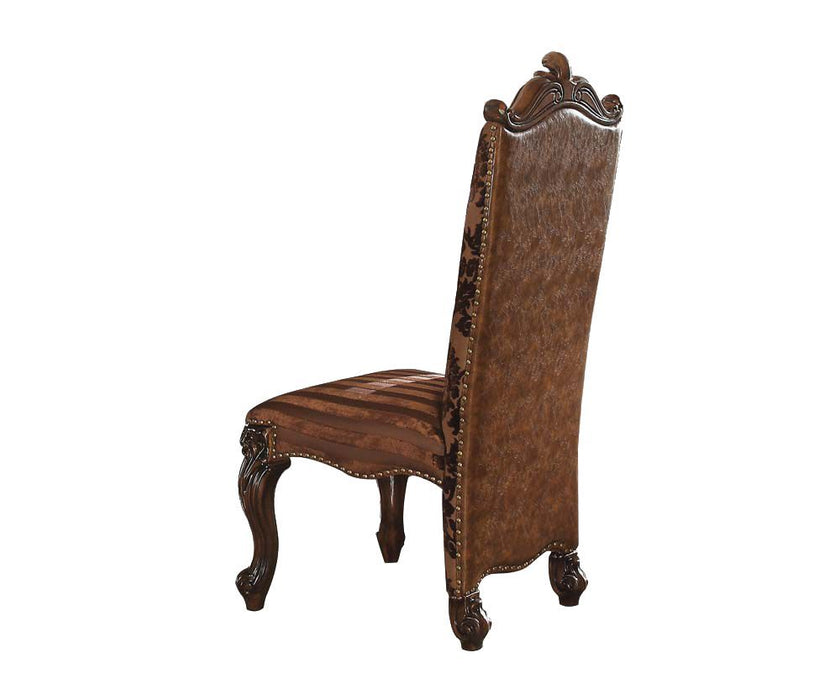 Upholstered Faux Leather Queen Anne Back Dining Side Chairs (Set of 2) - Brown