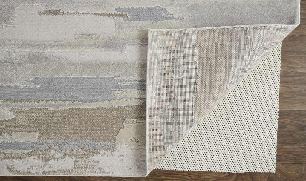 10' x 14' Abstract Power Loom Distressed Area Rug - Ivory And Brown
