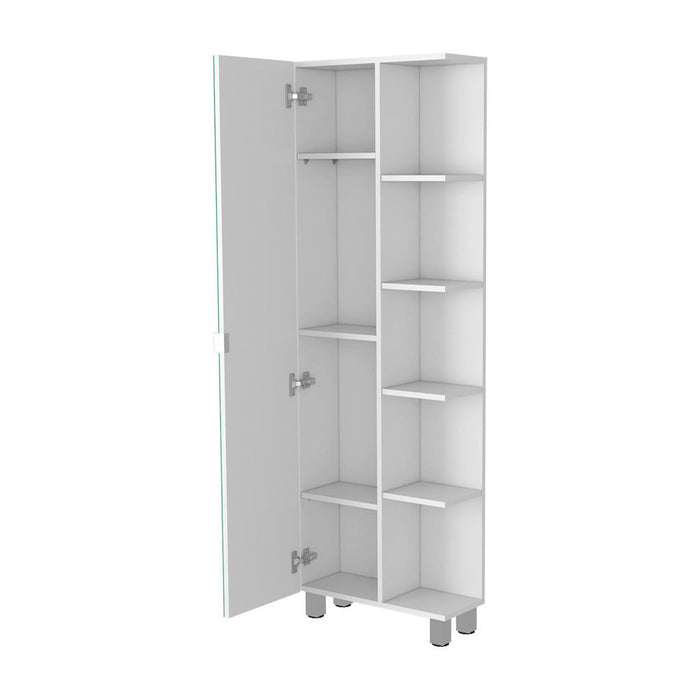 62" Wood Accent Cabinet With Single Door - White
