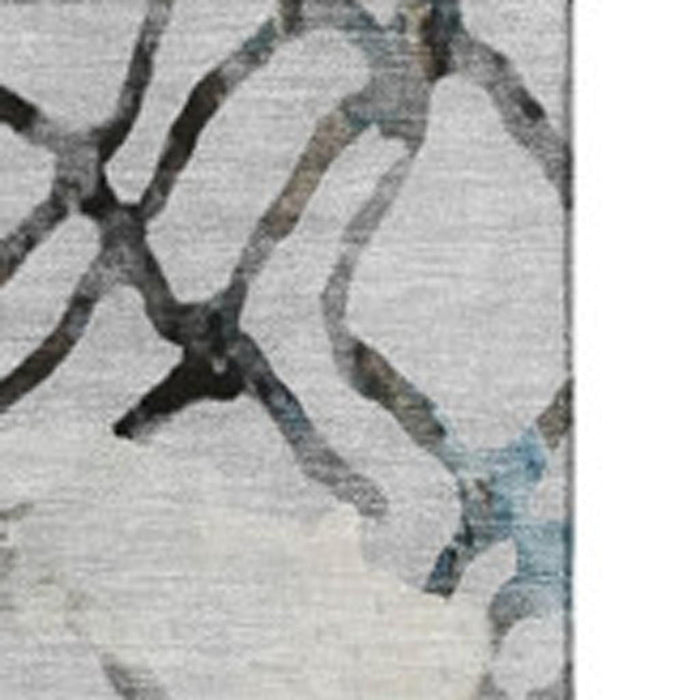9' X 12' Abstract Washable Area Rug With UV Protection (651129) - Silver / Gray / Brown