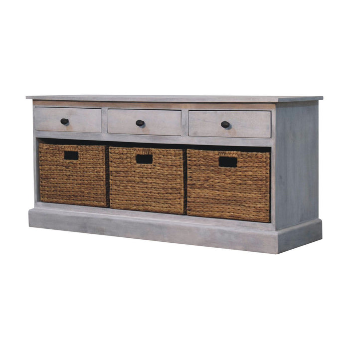 22" Distressed Solid Wood Accent Cabinet With Three Drawers - White