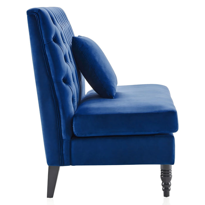 Velvet Loveseat - Navy Blue / Black