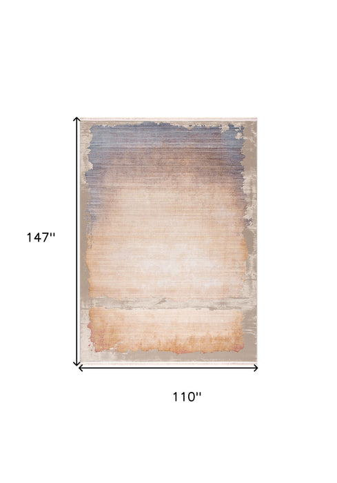 9' x 12' Abstract Washable Non Skid Area Rug - Beige And Blue