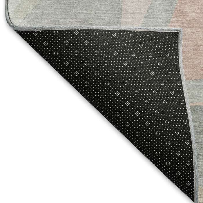 10' X 14' Geometric Washable Area Rug With UV Protection (696530) - Blush / Ivory / Gray
