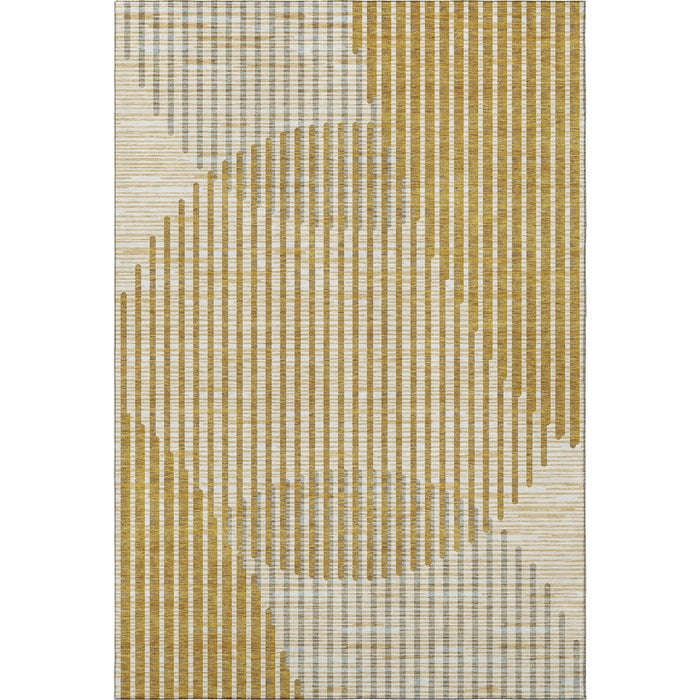 10' X 14' Geometric Washable Area Rug With UV Protection (678796) - Gold / Ivory / Gray