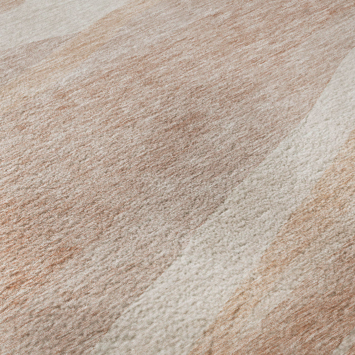 10' X 14' Abstract Washable Area Rug With UV Protection (684268) - Salmon / Ivory