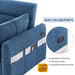 Giga pull-out sleeper sofa with adjustable backrest, storage pockets, two pillows, and USB ports for living room or bedroom.