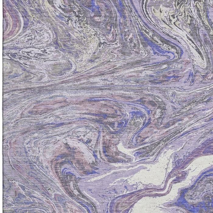 10' X 14' Abstract Washable Area Rug With UV Protection (683123) - Lavender / Gray / Ivory