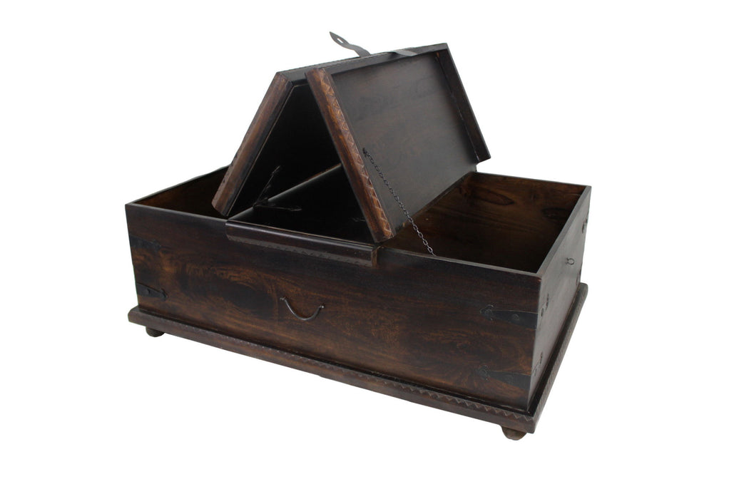Solid Wood Distressed Lift Top Coffee Table - Brown