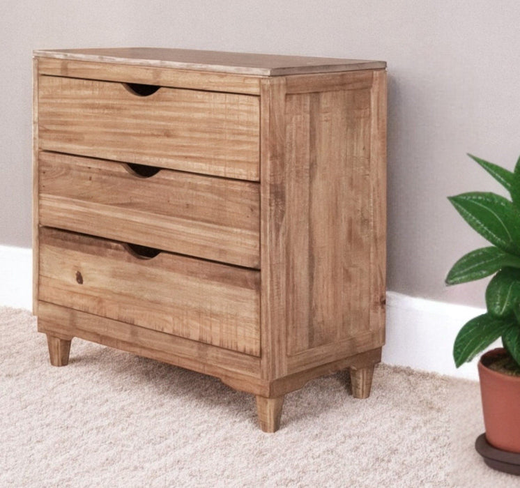 Solid Wood Three Drawer Chest - Natural