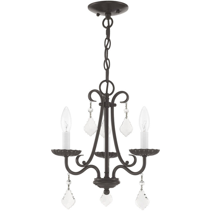 15" Three Light Dimmable Chandelier With Shades - Bronze