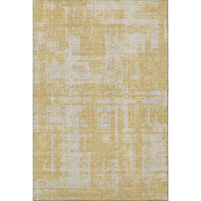 10' X 14' Abstract Washable Area Rug With UV Protection (671138) - Gold / Beige