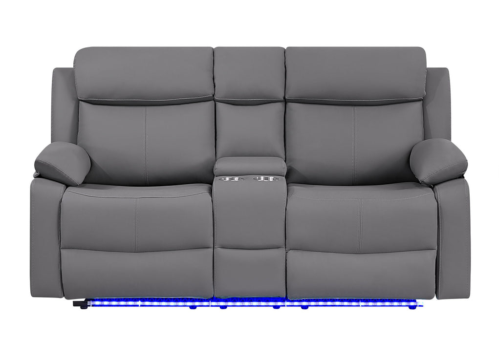 U6026 - 3 Piece Living Room Set (46A Reclining Sofa, Console Reclining Loveseat With Speaker And Glider Recliner) - Gray