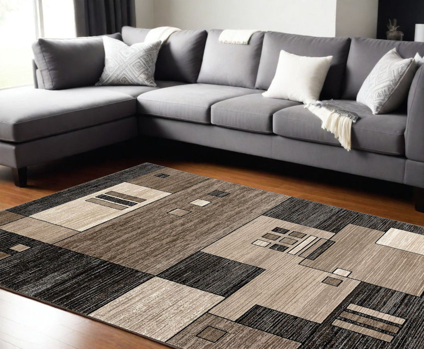 8' x 10' Abstract Dhurrie Area Rug - Beige