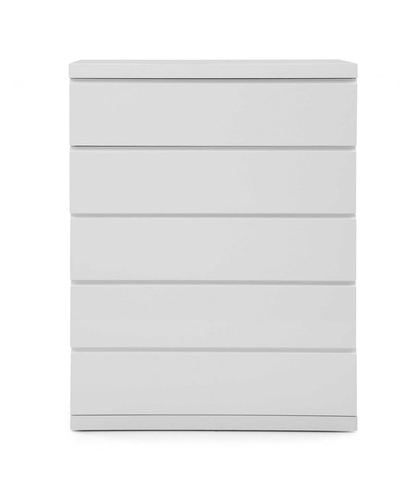 36 X 20 X 47 Gloss Stainless Steel 5 Drawer Chest - White