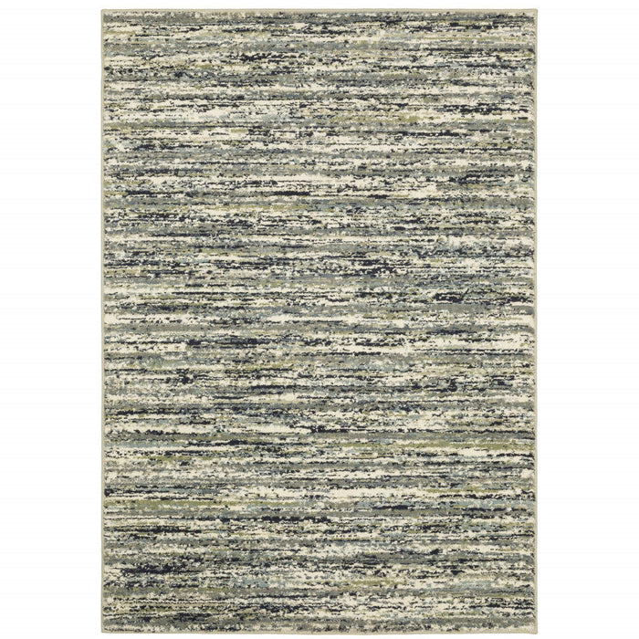 10' x 13' Abstract Power Loom Stain Resistant Area Rug - Blue Green Light Blue Gray And Ivory