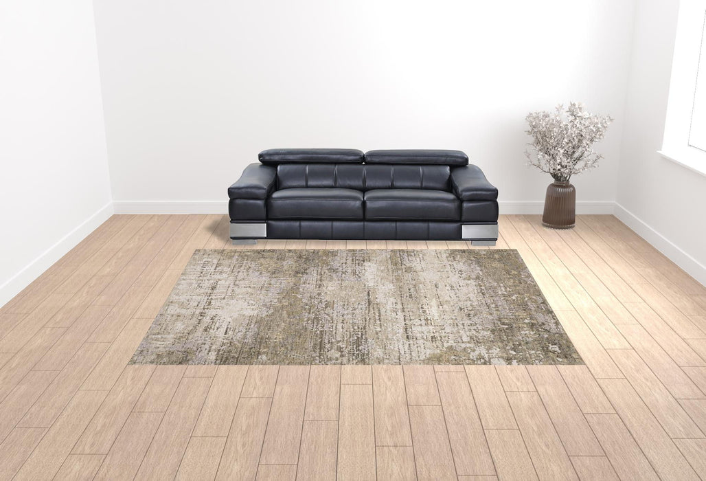 10' x 13' Abstract Power Loom Stain Resistant Area Rug - Beige Gray Ivory Tan And Brown