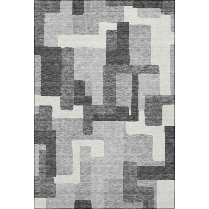 10' X 14' Abstract Geometric Washable Area Rug With UV Protection - Gray