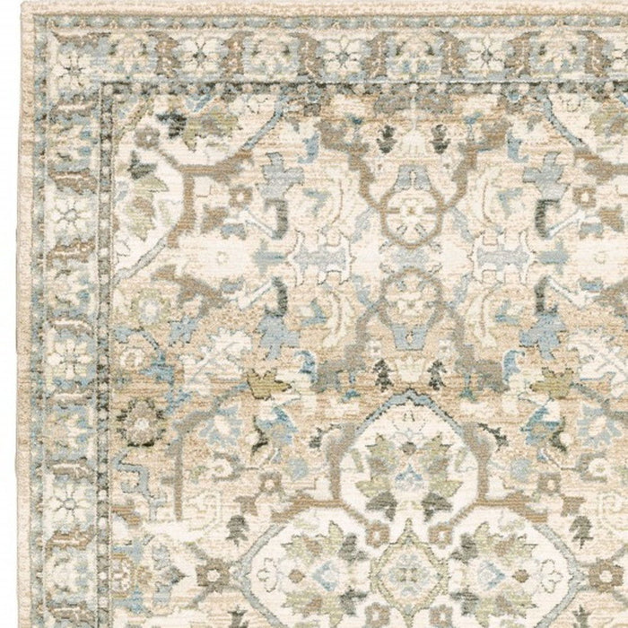 5.3' x 7.6' Medallion Area Rug - Beige And Ivory