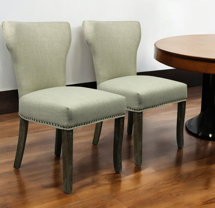 Upholstered Fabric Dining Parsons Chairs (Set of 2) - Ivory / Brown
