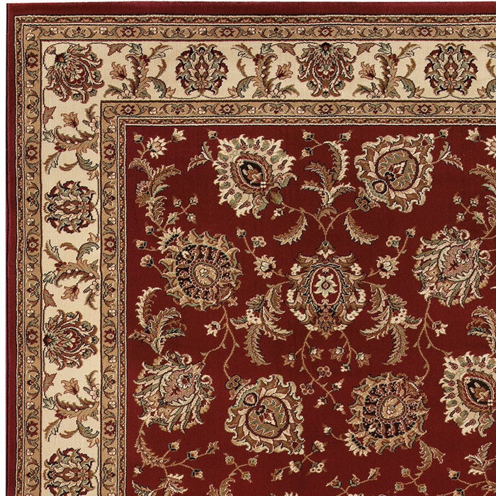 8' X 11' Oriental Area Rug - Red And Ivory