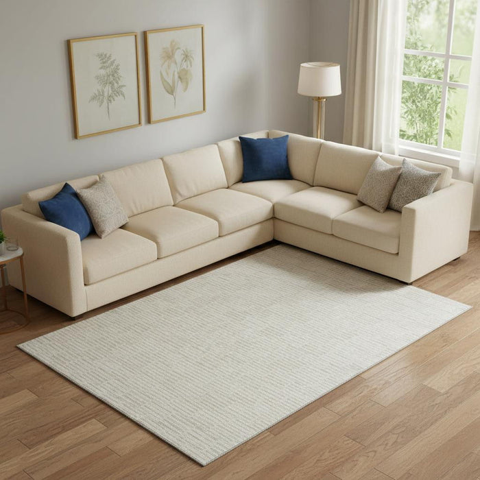 10' X 14' Abstract Geometric Washable Area Rug With UV Protection (672989) - Ivory / Beige