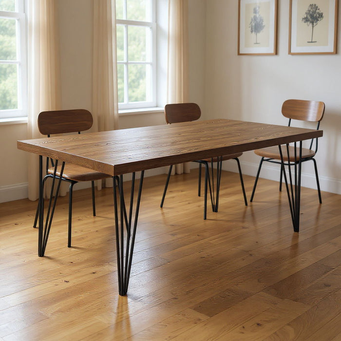 63" Wood And Metal Dining Table - Brown