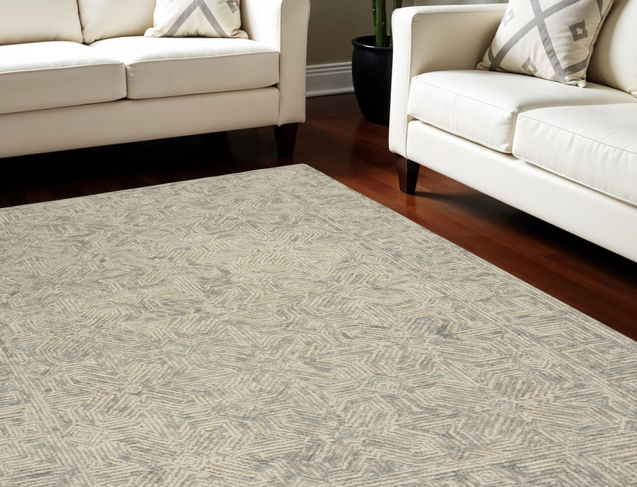 8' X 10' Wool Abstract Geometric Area Rug - Beige And Gray