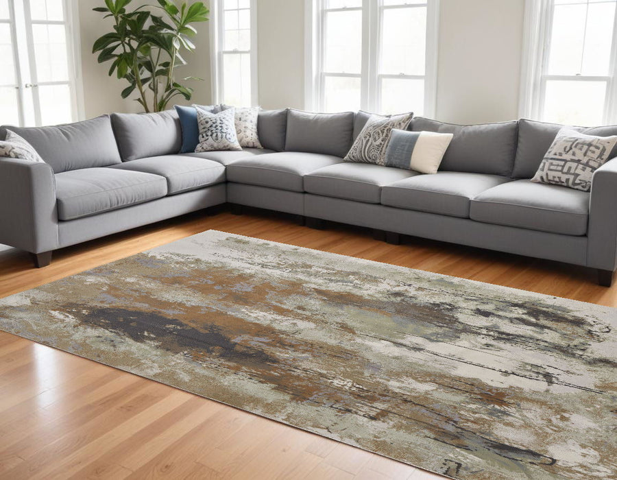 12' x 15' Abstract Power Loom Area Rug - Orange Purple And Green