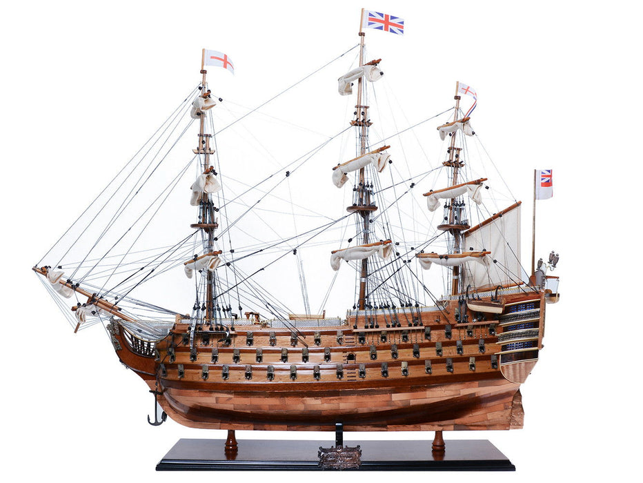 Hand Painted Model Boat (624649) - Dark Brown / Beige