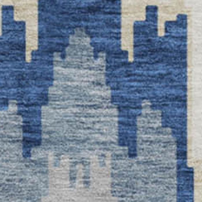 8' Ikat Washable Round Rug With UV Protection - Navy Blue
