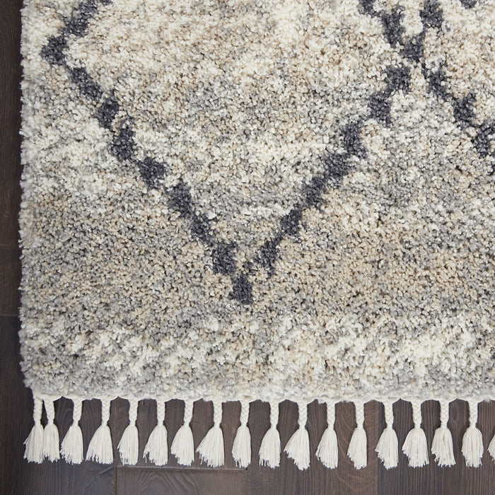4' X 6' Geometric Shag Non Skid Area Rug With Fringe (552486) - Silver / Gray