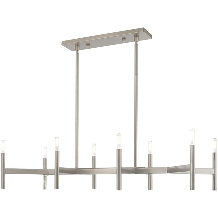 19" Eight Light Dimmable Chandelier With Shades - Nickel